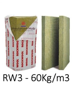 Rockwool RW3 Insulation, Wall, Floor, Acoustic, Thermal, 60kg/m3. 100mm, 75mm, 60mm, 50mm, 40mm, 30mm, 25mm Slab Insulation