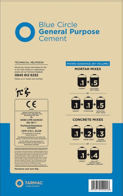 Blue Circle Cement (rear of bag)