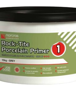Norcros Rock-Tite Porcelain Primer is fibre-reinforced, polymer modified cement-based primer designed to improve adhesion and bond strength when applied to the underside of porcelain and other low-absorption types of paving. It is easy to use and suitable for use both internally and externally in both domestic and heavily trafficked installations.