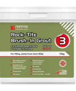 Norcros Rock-Tite Grout is a cement-free brush in permeable jointing compound designed for filling joints from 3mm wide between concrete, natural stone and porcelain paving slabs which have been laid onto a solid permeable base using Norcros Rock-Tite Mortar. It has been specifically developed to match the Norcros 4 into 1 and Flexible Wide Joint Grout colours to complement tiles used indoors and to create a continuous living space.Available in blanched almond, Tropical ebony, Steel Grey. London, Birmingham, Cornwall, Devon, Bristol, Manchester, Wales, Scotland.